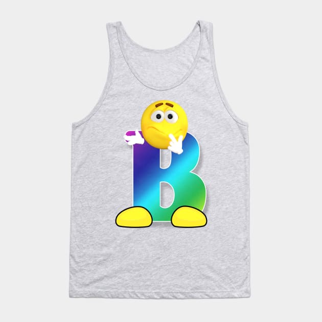 Letter B Alphabet Smiley Monogram Face Emoji Shirt for Men Women Kids Tank Top by PatrioTEEism